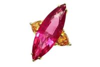 Navette Rings with Gemstone Hearts