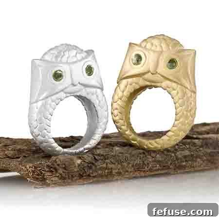 Owl rings in sterling silver or 18k gold by Salt + Stone