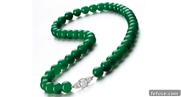 jadeite beads of a brilliant emerald green color