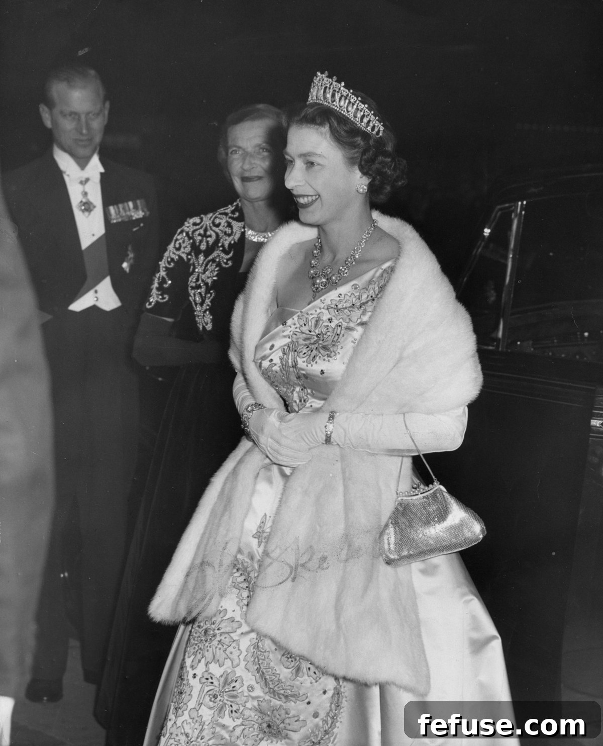 Queen Elizabeth II, with the Duke of Edinburgh and Lady Mountbatten, attends the premiere of the film Dunkirk in Leicester Square, March 1958 (PA Images/Alamy)