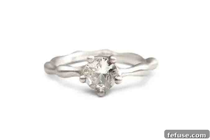 Refined 18k White Gold Semi-Mount Solitaire Ring by Lulu & Shay