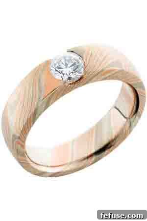 Exquisite Mokume Gane Solitaire Band with Lannyte by Lashbrook