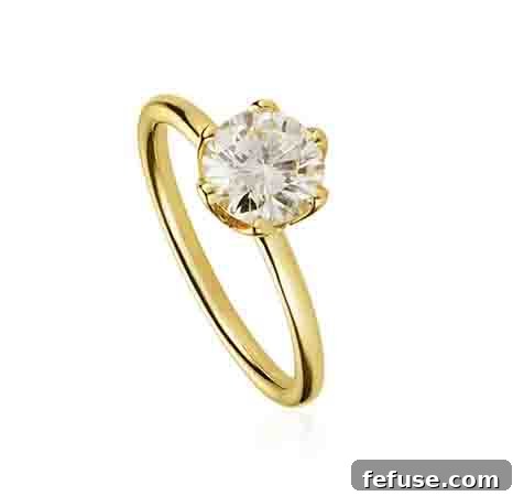 Architectural 18k Yellow Gold Solitaire Engagement Ring by Salt + Stone