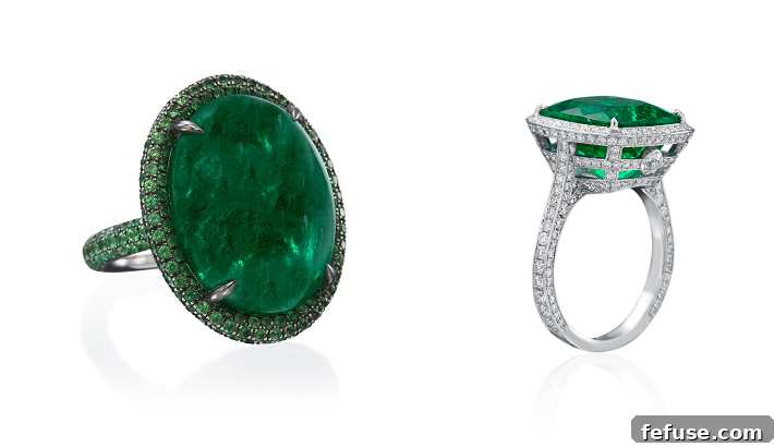 Emeralds and Diamonds rings