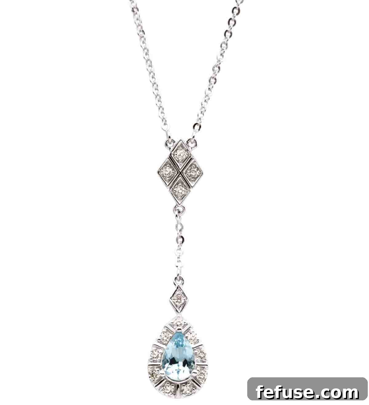 Aquamarine Adornments New Birthstone Releases 2 Stuller 14k White Gold Aquamarine and Diamond Lavalier Necklace
