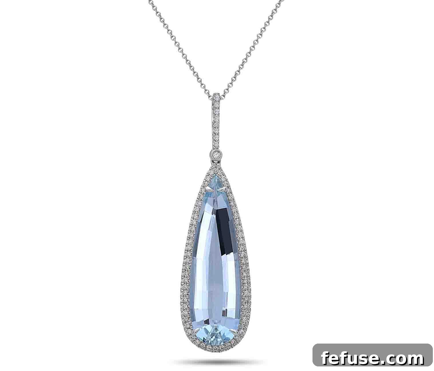 Aquamarine Adornments New Birthstone Releases 11 Dilamani 14k White Gold Teardrop Aquamarine and Diamond Pendant