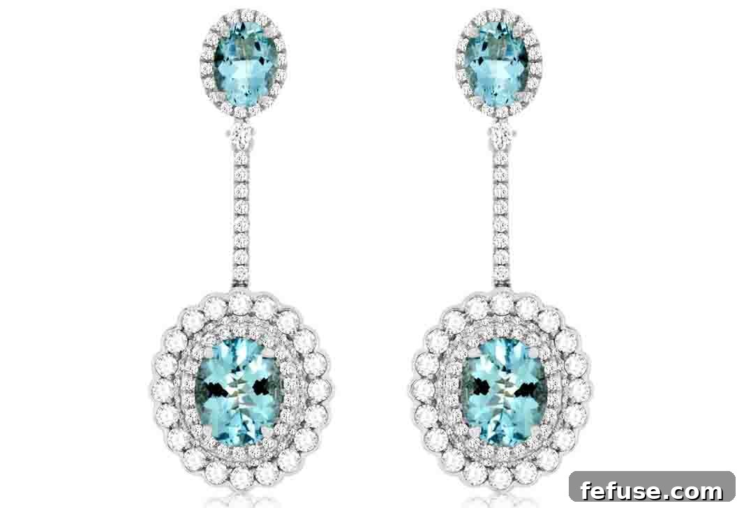 Aquamarine Adornments New Birthstone Releases 15 Royal Jewelry 14k White Gold Drop Earrings Aquamarine Diamonds