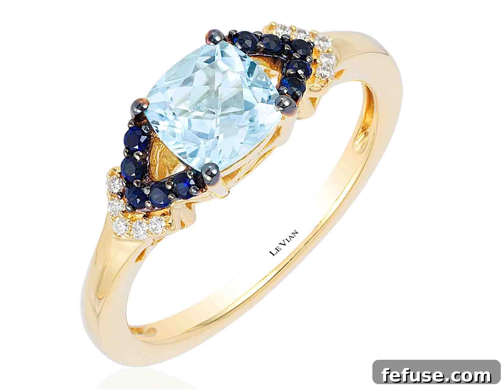 Aquamarine Adornments New Birthstone Releases 8 Le Vian 14k Honey Gold Chevron Ring Sea Blue Aquamarine Blueberry Sapphires Vanilla Diamonds