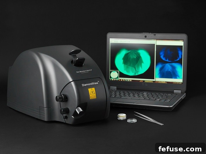 Diamondview™ device on display at the Jewelers of America National Convention's Diamond Detection Lab, showcasing advanced diamond authentication technology.