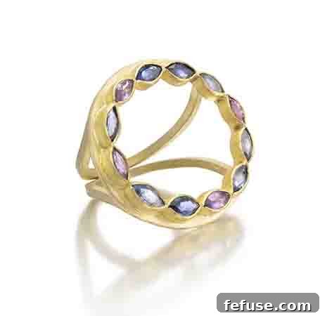 Petra Class Open Navette Ring with Marquise Sapphires