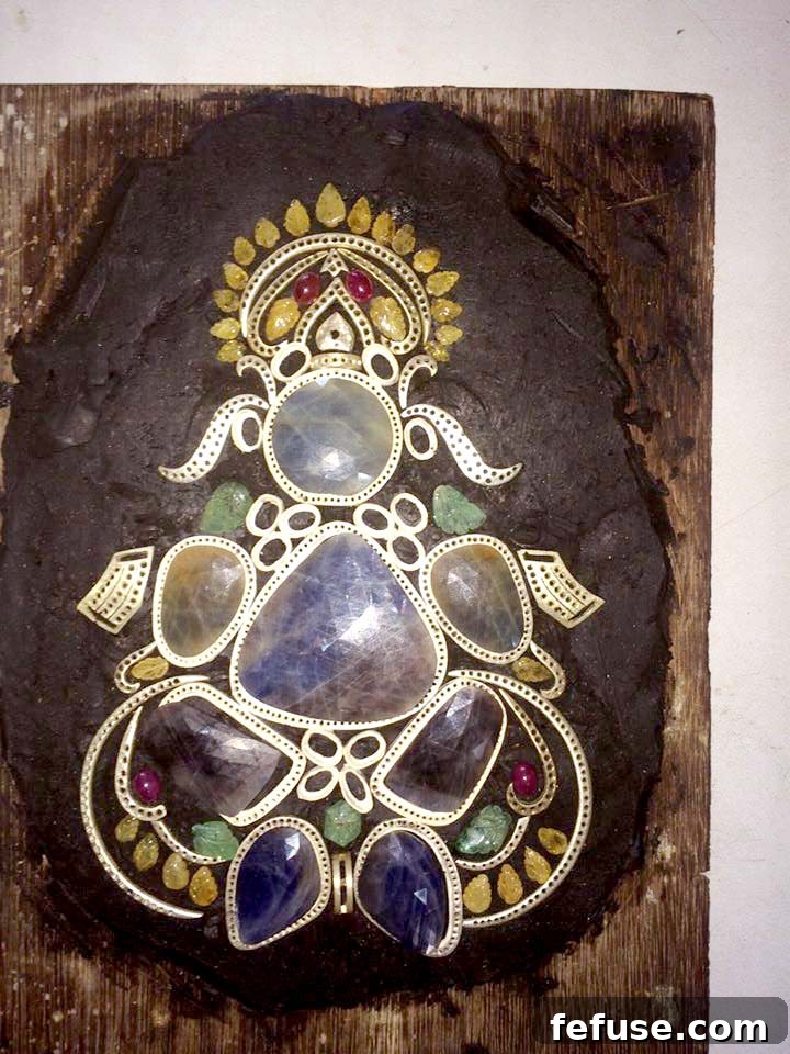 Close-up of Shimlesh Vyas's gemstone jewelry designs