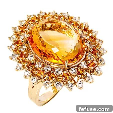 ring with multiple citrine gemstones