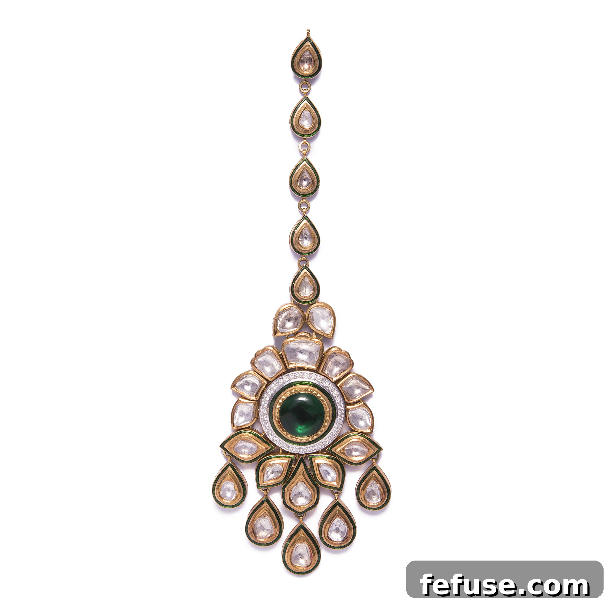 Mughal Polki Traditional Jewellery - Uncut Diamond Maang Tikka for Indian Brides