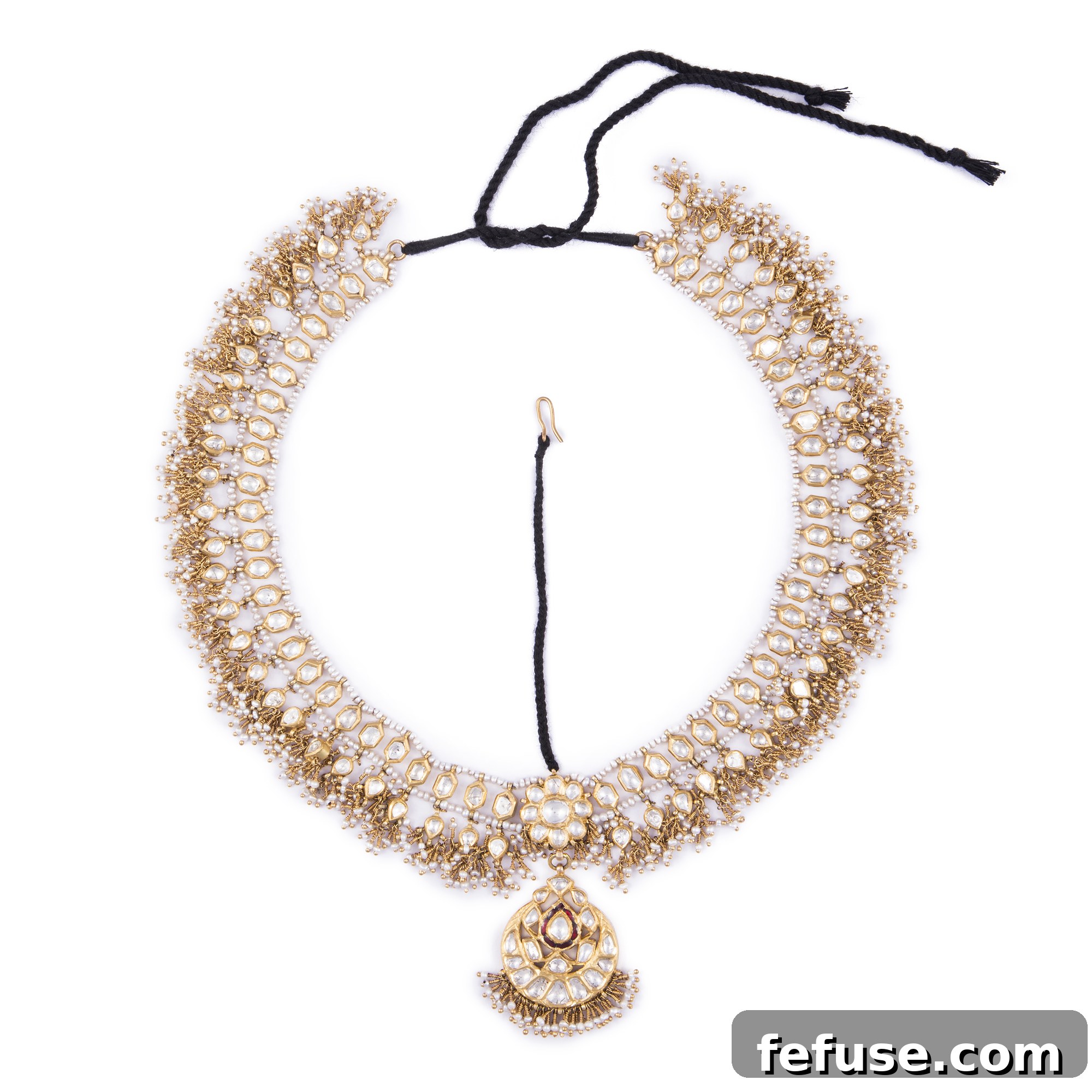 Matha Patti - Elaborate Indian Bridal Headpiece with Polki and Pearls for a Royal Look