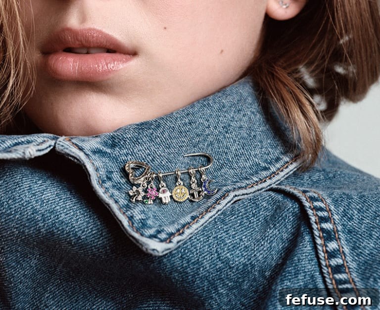 Pandora Me Welcomes Two New Charm Carriers, Including A Safety Pin Brooch.