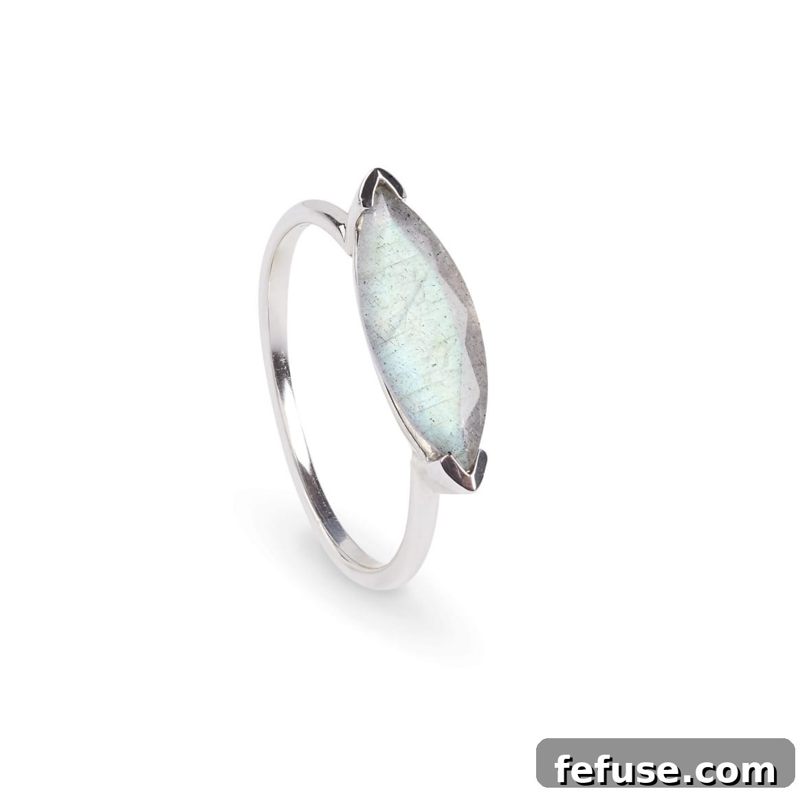 Close-up of a labradorite ring from the Fearne Cotton x Carrie Elizabeth collection, symbolizing strength