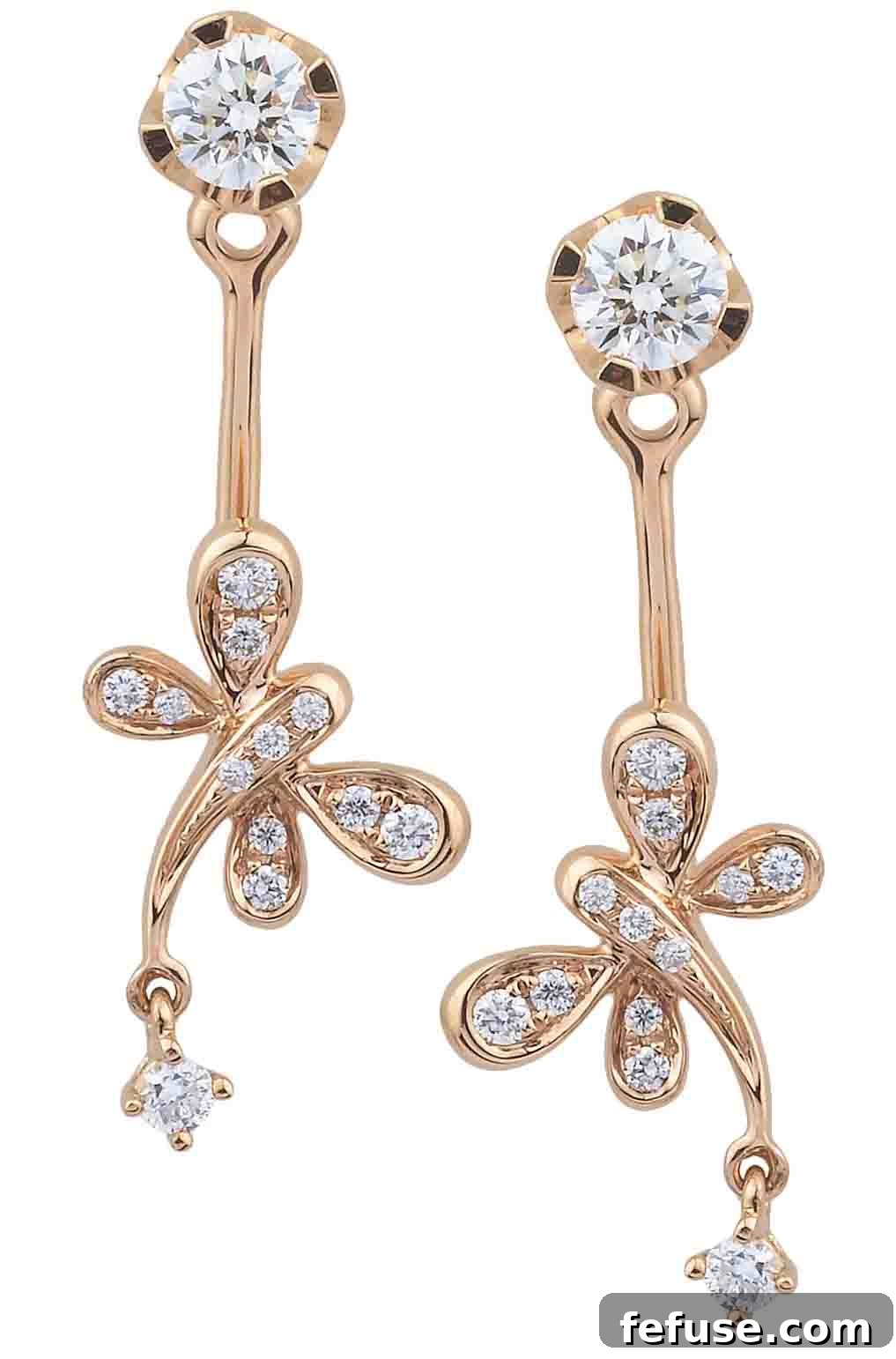Elegant Rose Gold Earrings with Diamond Jackets by Supreme Jewelry