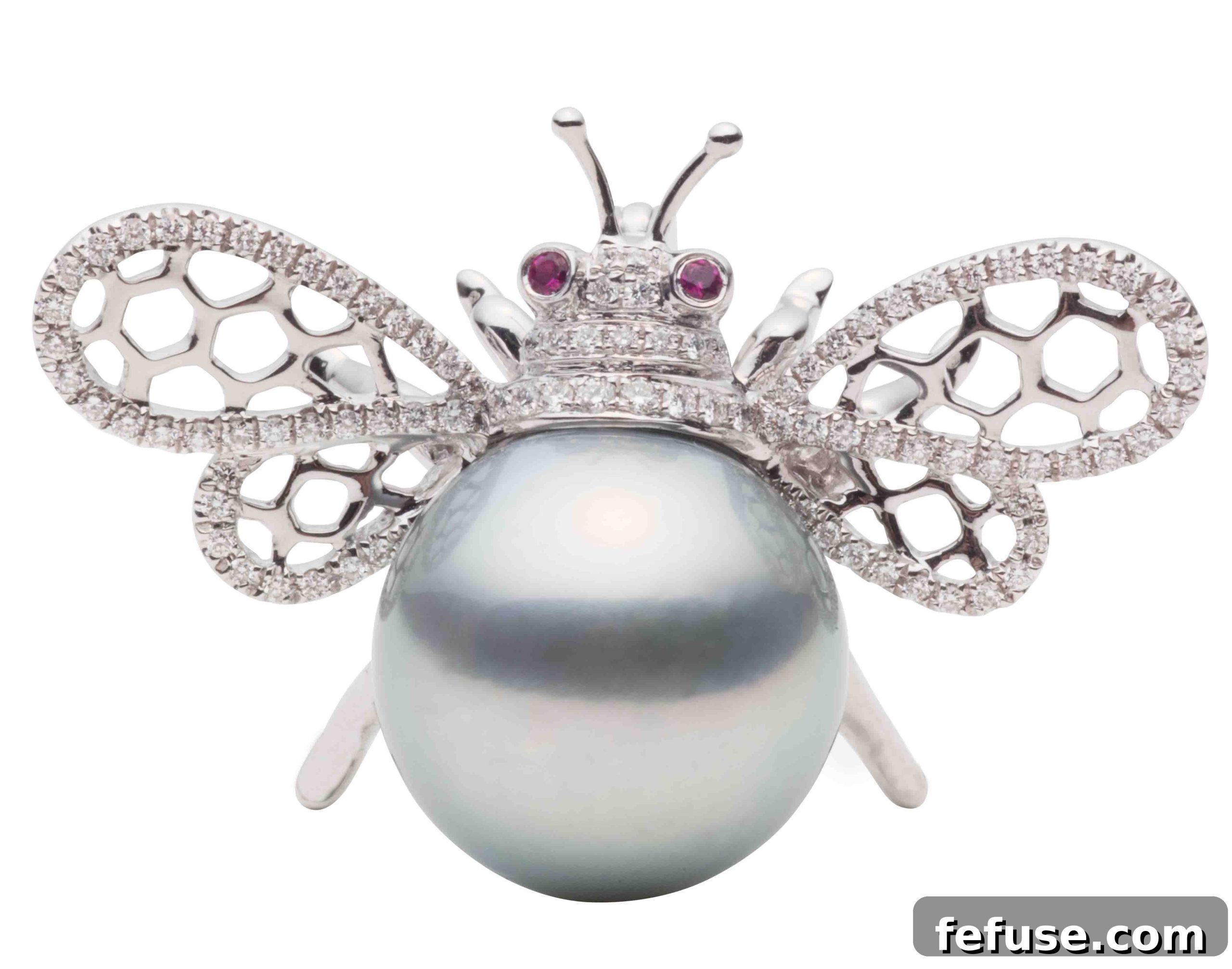 Charming Bee Pin with Pearl, Rubies, and Diamonds by Tara Pearls