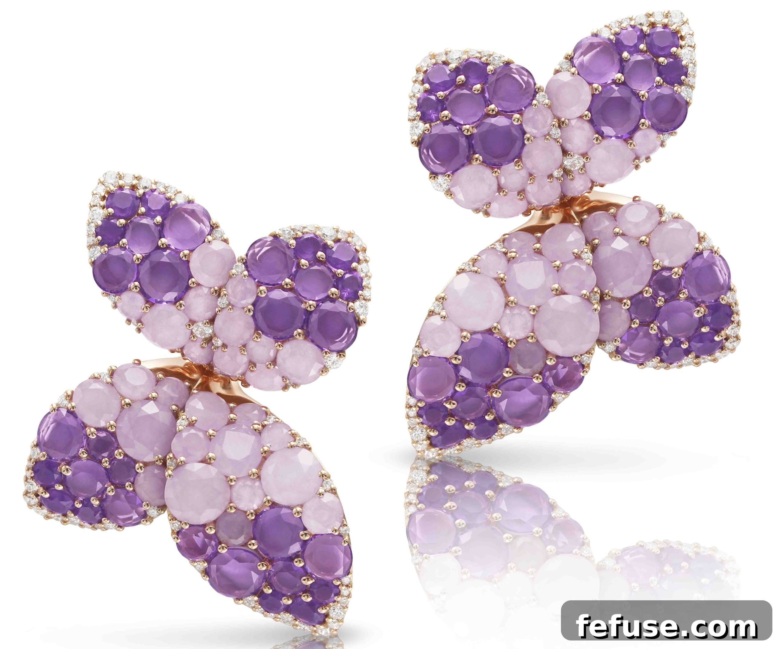 Romantic Secret Garden Earrings with Amethyst, Violet Agate, and Diamonds by Pasquale Bruni
