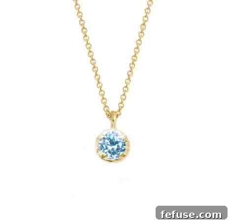 Elegant Solitaire Swiss Blue Topaz Necklace