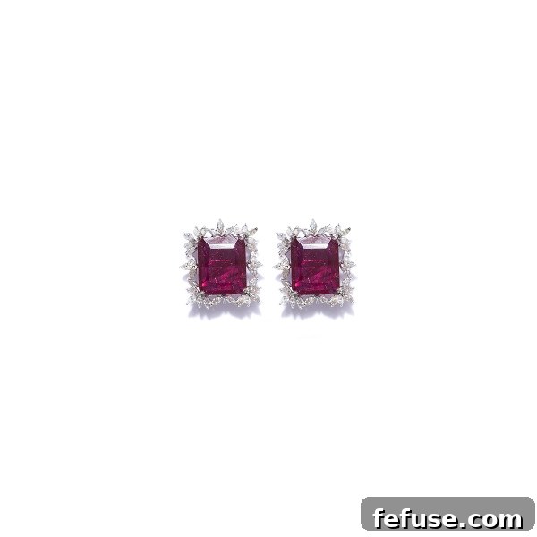 SHANAS - Ruby and Diamond Ear Studs by Latique
