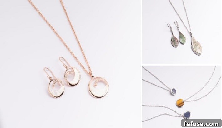 Unique & Co's new semi-precious stone jewelry collection featuring mother-of-pearl and silver