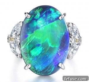 Platinum Ring with Black Opal and Marquise/Round Diamonds