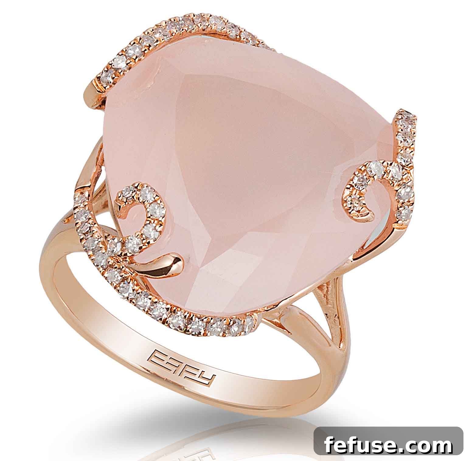 Rose Gold Cocktail Ring with Rose Quartz and Diamonds