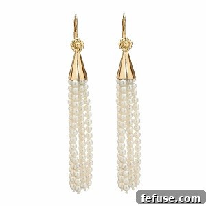Exquisite Pearl and Yellow Gold Tassel Earrings by Christina Malle, crafted with ethically sourced South Sea pearls.