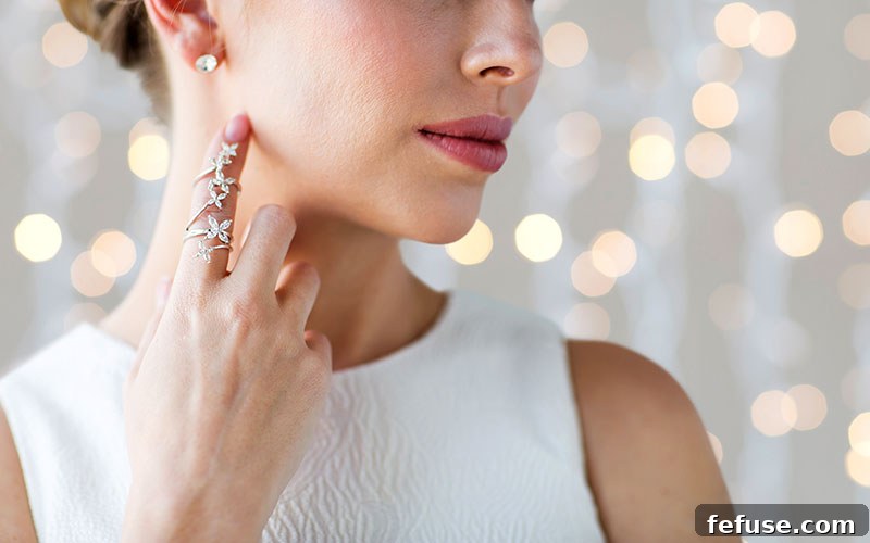 Woman showing off her new engagement ring