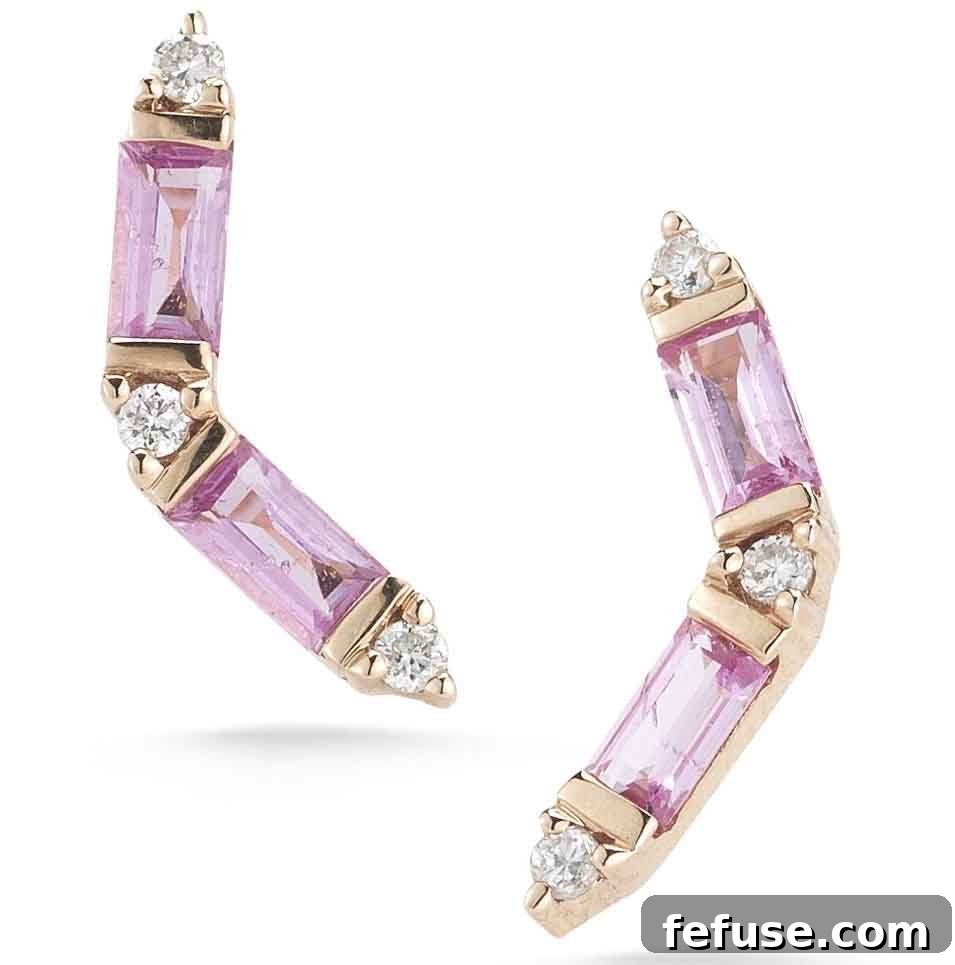 Kristyn Kylie stud earrings in 14k rose gold with pink sapphire