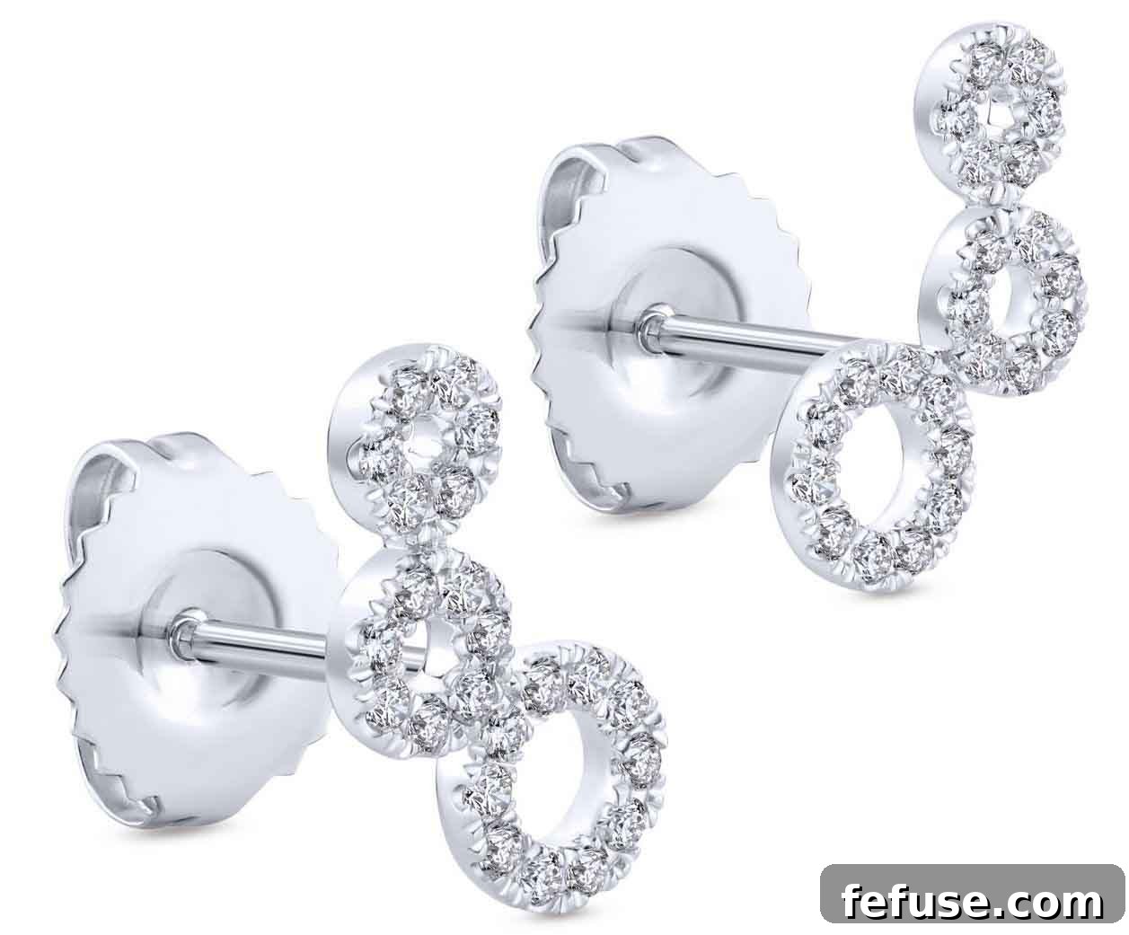 Comets stud earrings in 14k white gold with diamonds