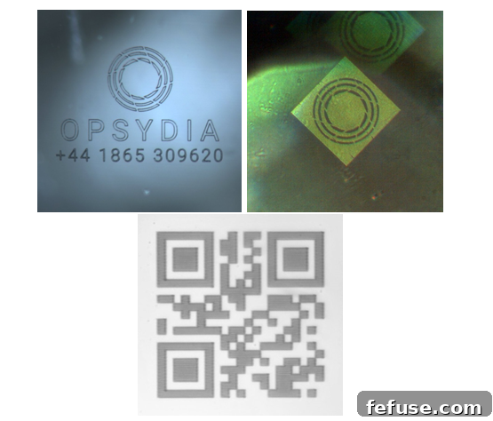Opsydia's laser technology embeds customizable identifiers like alphanumeric codes, holograms, and QR codes beneath the diamond surface.