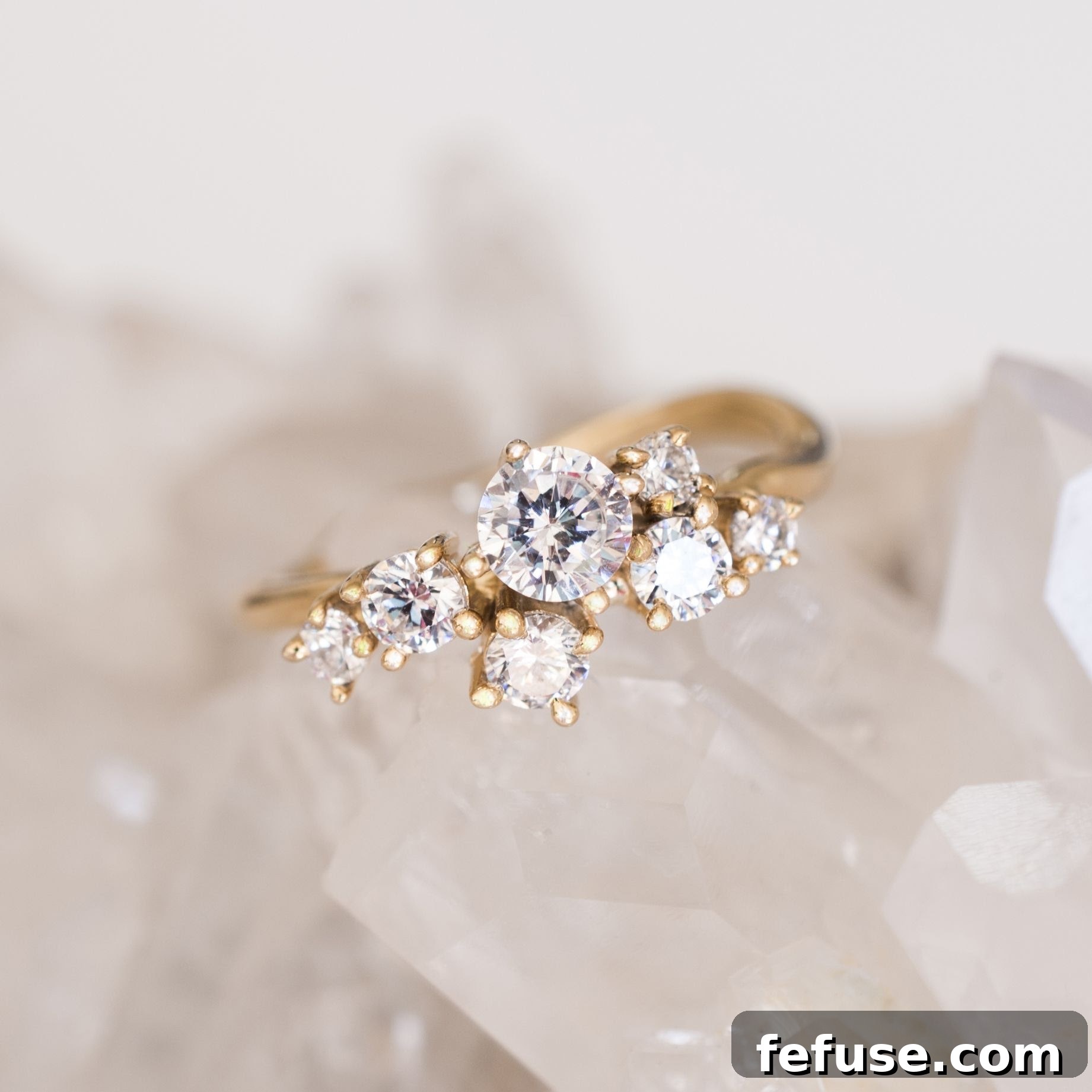 A dazzling cluster engagement ring showcasing multiple diamonds set together.