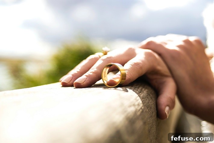 Classic gold wedding band, symbolizing commitment and eternal love.