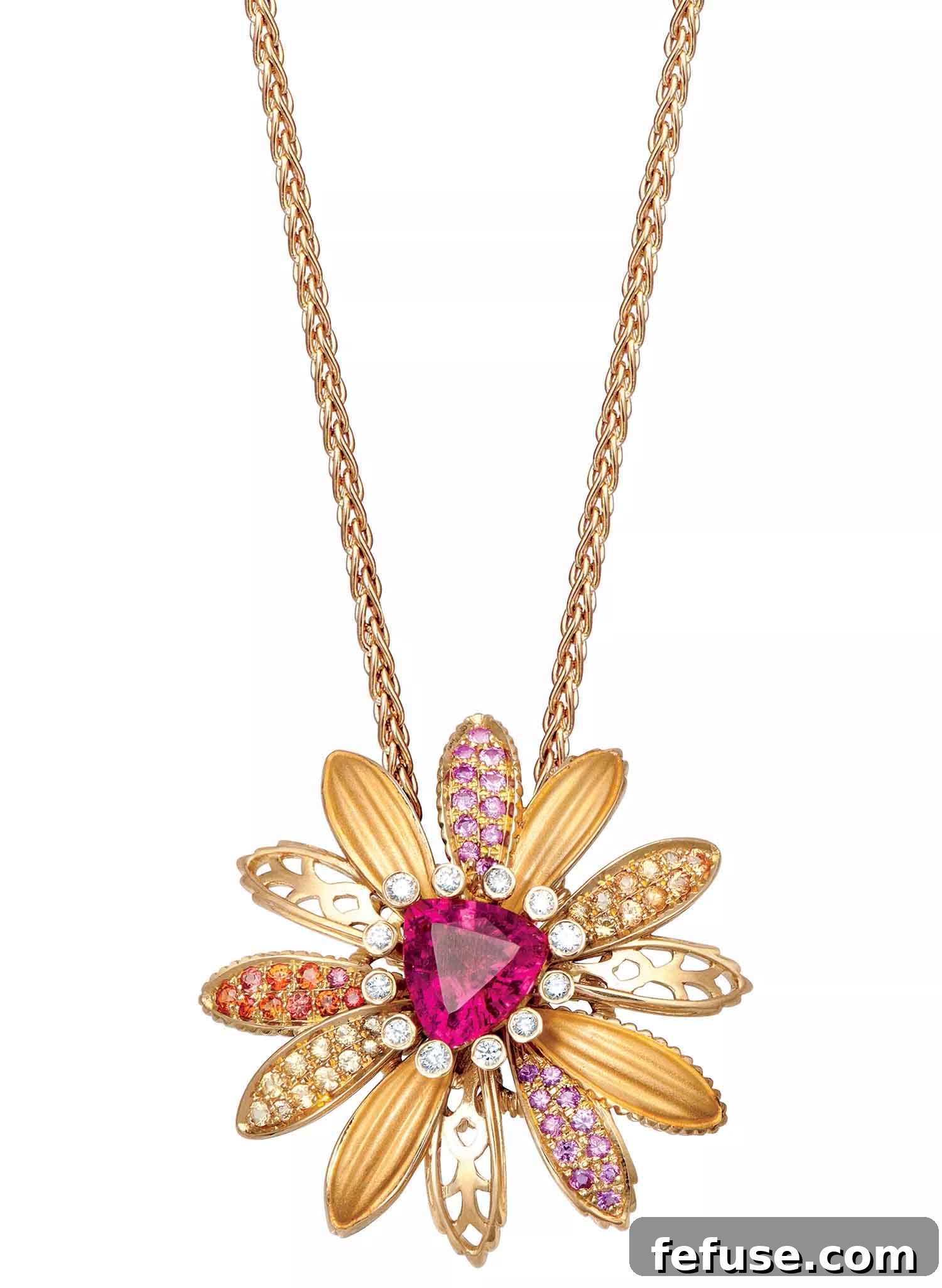Necklace in 18k gold with 1.95 ct. pink tourmaline