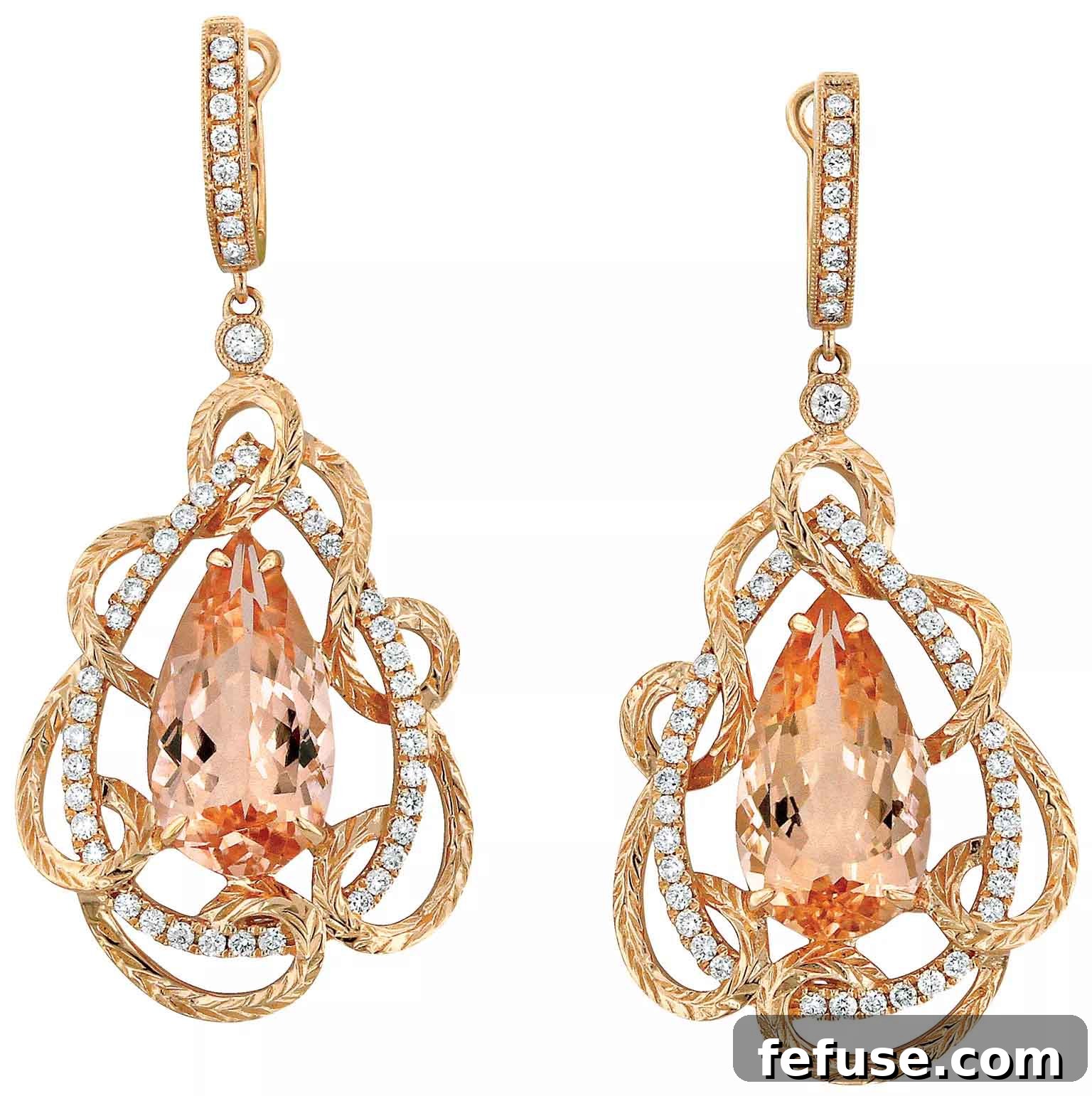 Earrings in 18k rose gold with 10.5 cts. t.w. morganite