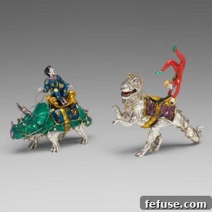 Gene Moore Tiffany & Co. Sterling Silver and Enamel Lion Tamer Miniature