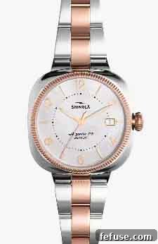 The latest iteration of The Gomelsky watch in 36 mm rose gold-plated steel case, featuring a sophisticated design