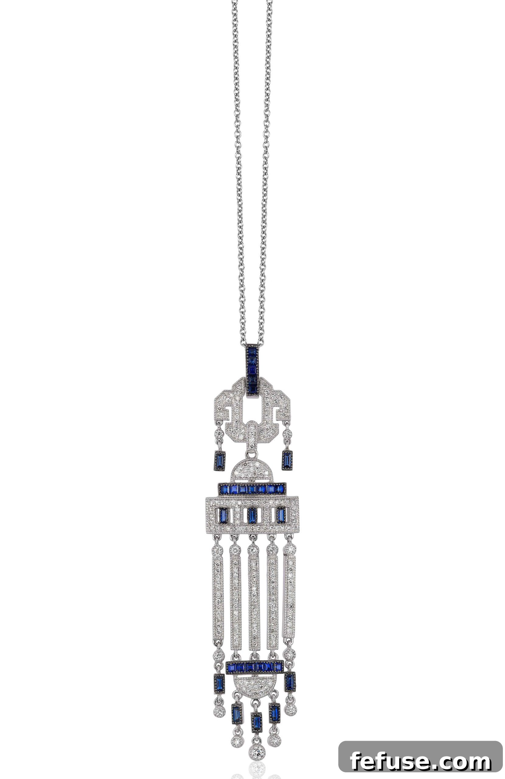 Pendant in 14k white gold with sapphires and diamonds
