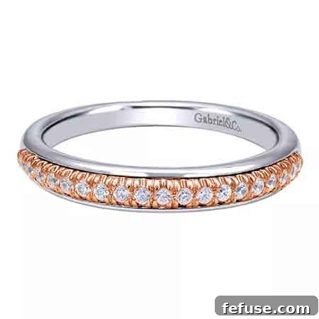 14k White and Pink Gold Diamond Band Ring by Gabriel & Co.