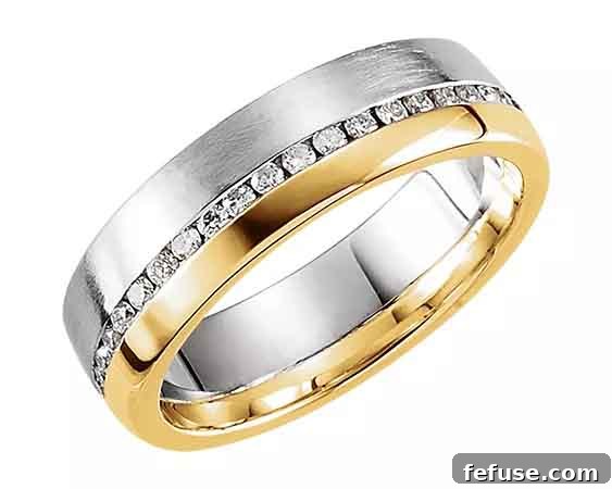 14k white and yellow gold band with 0.33 ct. t.w. diamonds by Stuller
