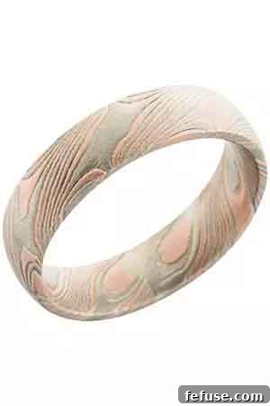 14k Rose Gold, Palladium White Gold, and Sterling Silver Mokume Gane Band Ring by Lashbrook