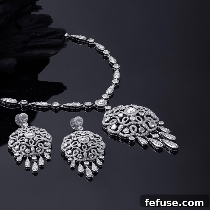 Mavitrra Rosara Necklace & Earring set, a timeless bridal diamond jewellery design for Indian weddings