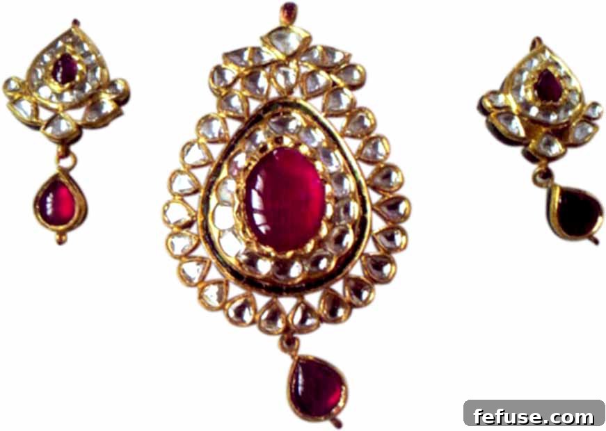 Stunning Kundan Meena Jadau Pendant Necklace Set