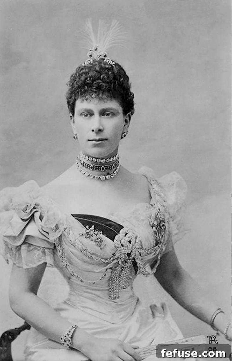 The Duchess of York wears rubies, including the Rose of York Bracelet, ca. 1890s