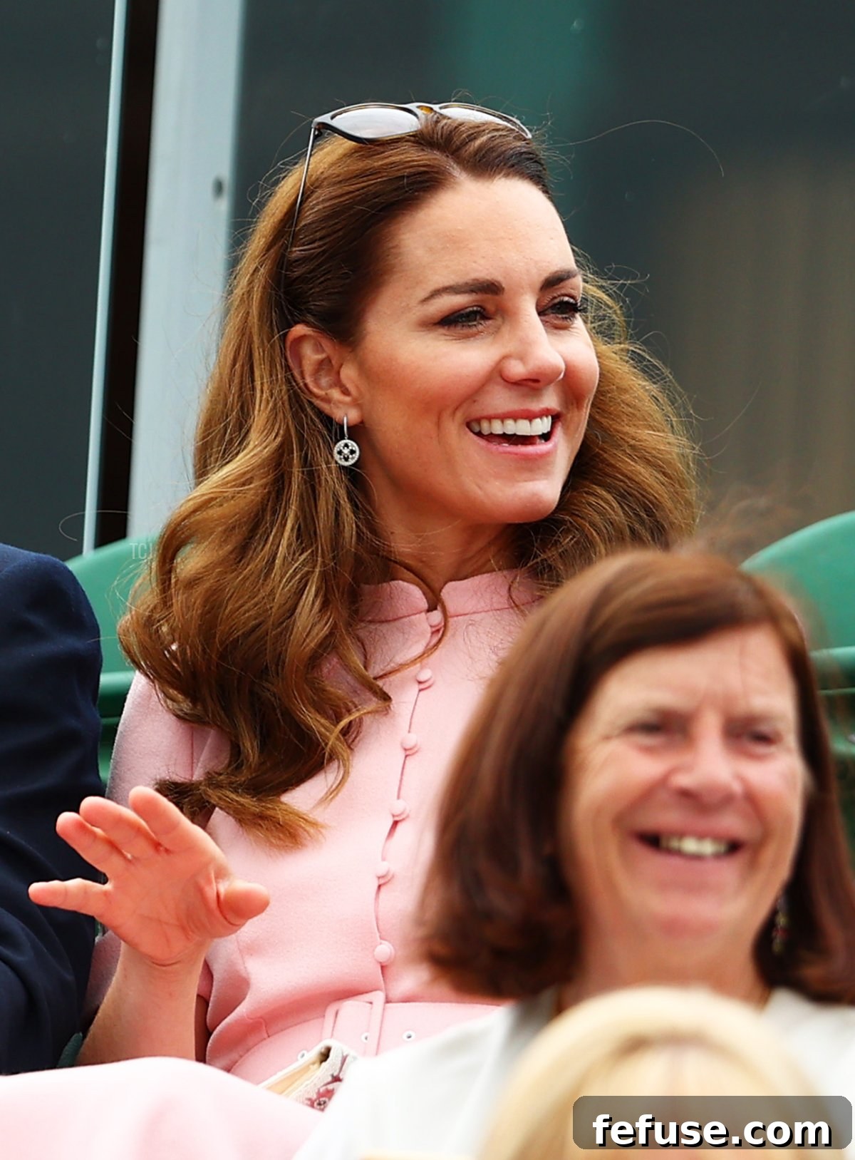 Catherine, Duchess of Cambridge is seen in the stands during Day Thirteen of The Championships - Wimbledon 2021 at All England Lawn Tennis and Croquet Club on July 11, 2021 in London, England