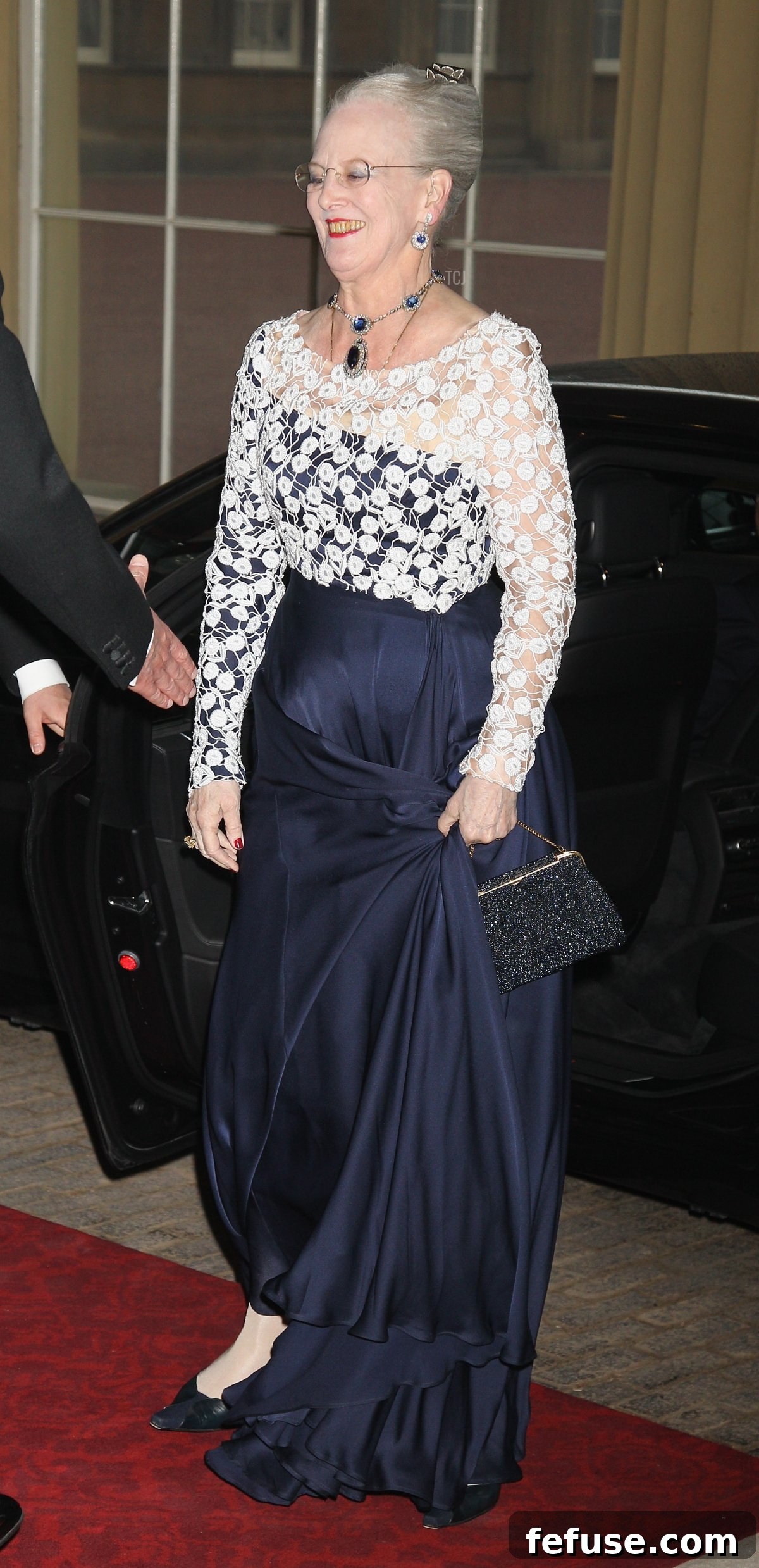 Queen Margarethe II of Denmark attends a dinner for foreign Sovereigns to commemorate the Diamond Jubilee at Buckingham Palace on May 18, 2012 in London, England