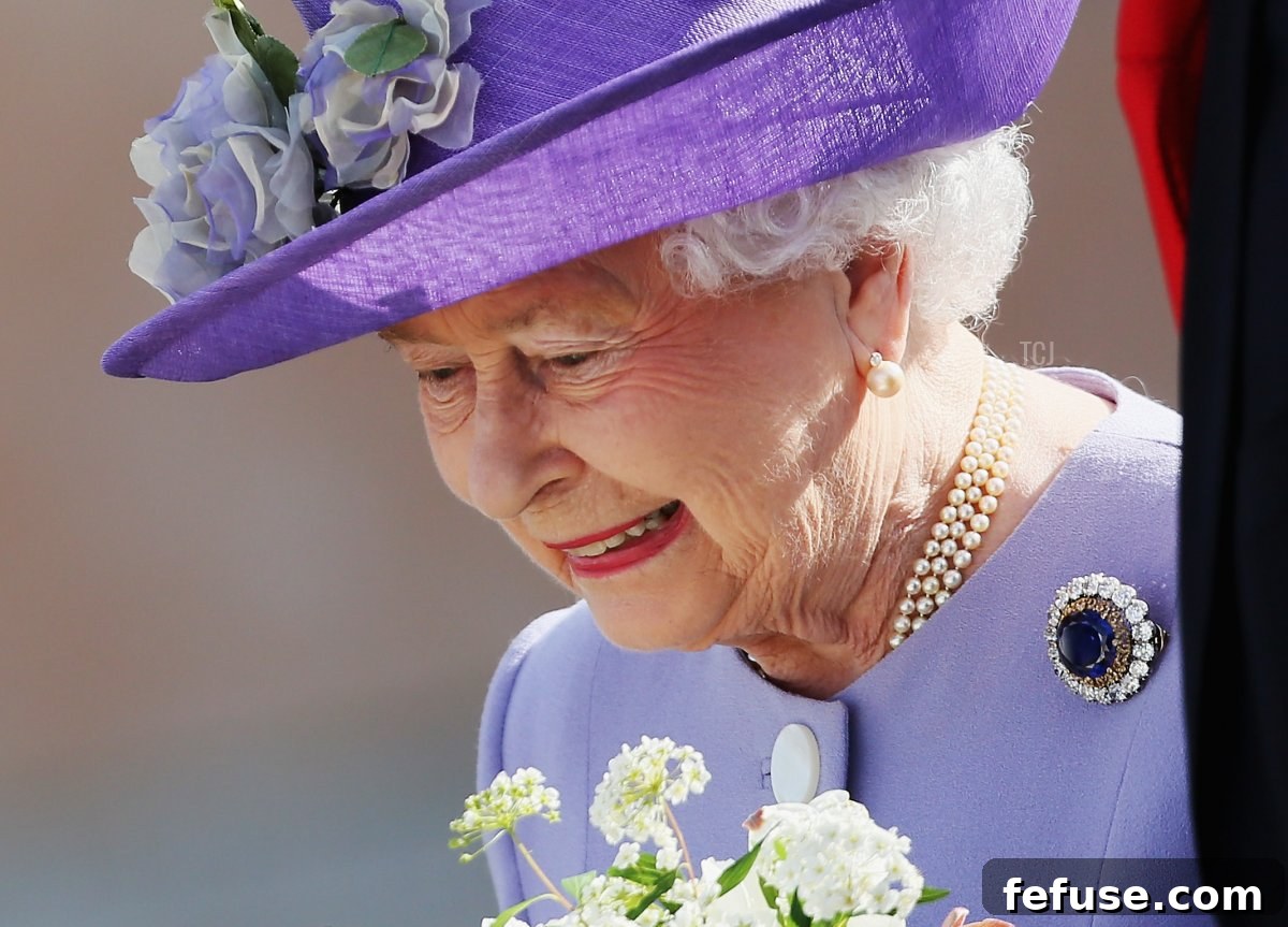 Queen Elizabeth II leaves from Ciampino Airport on April 3, 2014 in Ciampino, Italy. The Queen and the Duke of Edinburgh are on a one day visit to Italy where they will attend a private lunch hosted by Italian President Giorgio Napolitano and then have a private audience with Pope Francis at the Vatican on April 3, 2014 in Ciampino, Italy