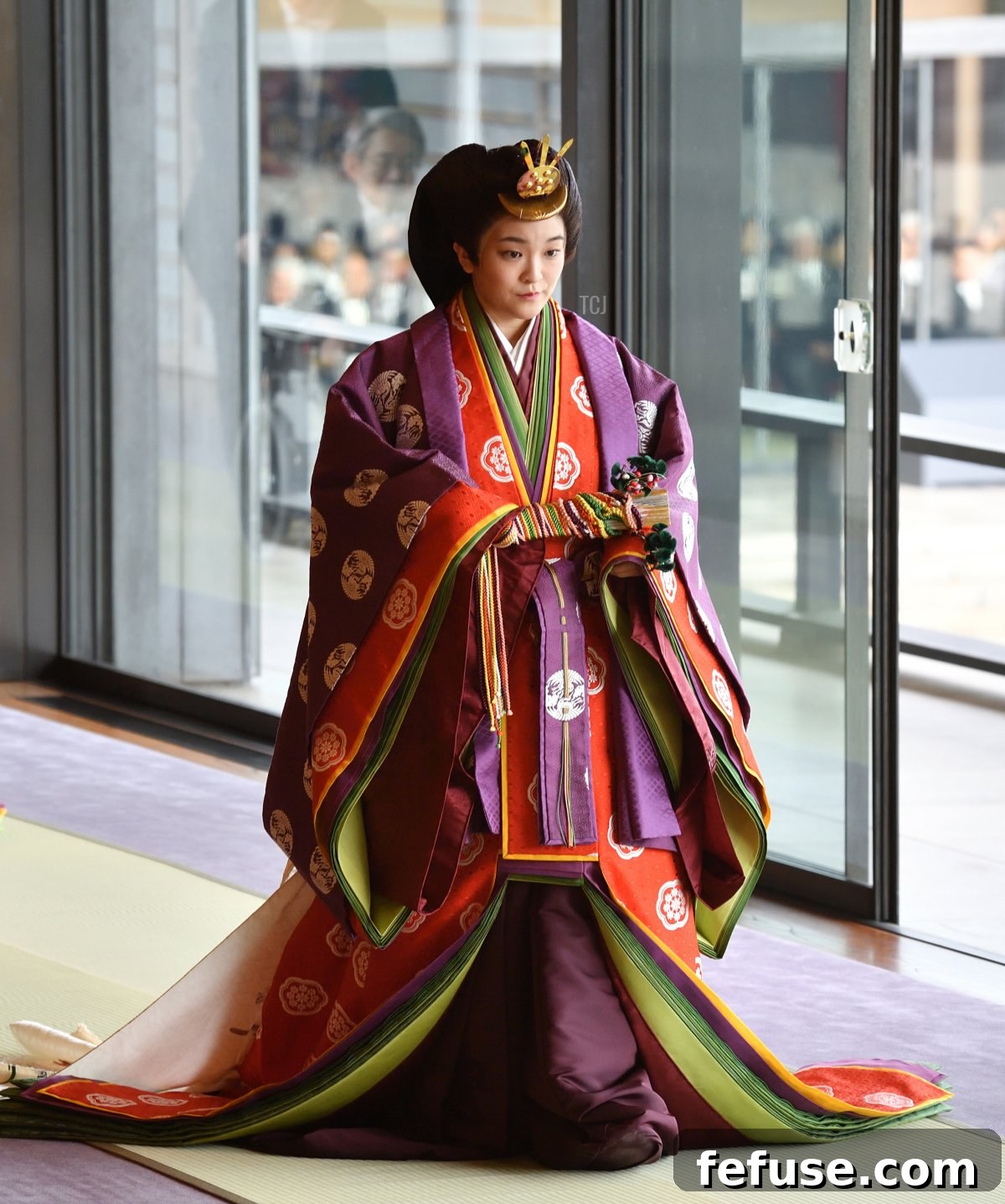 Japan's Princess Mako (R) attends the enthronement ceremony where Emperor Naruhito officially proclaimed his ascension to the Chrysanthemum Throne at the Imperial Palace on October 22, 2019 in Tokyo, Japan